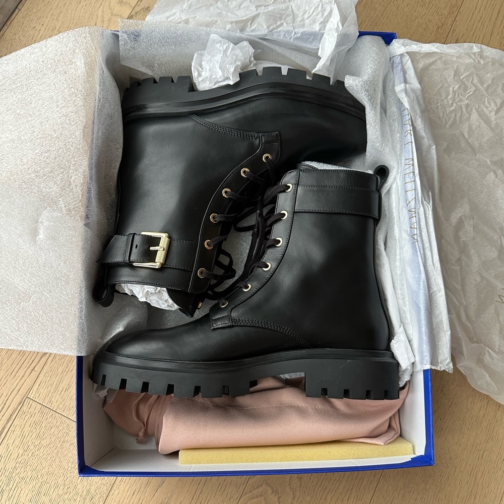 Stuart Weitzman Women’s Black Combat Boots - 8.5 (never worn)